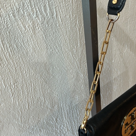 Tory Burch Black Leather Clutch with Gold Accents - Picture 6 of 9